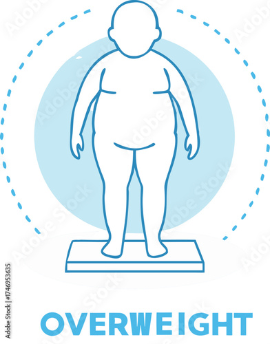 Obese figure standing on scale conceptual graphic representing health and weight issues vector
