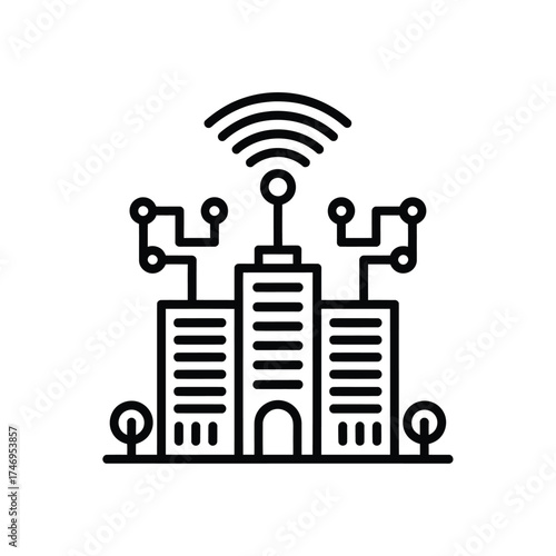Smart city technology and connectivity icon