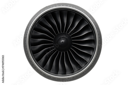 Jet engine fan blades rotating delivering aircraft propulsion