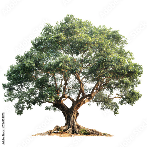 Large Bothi Tree or Pipal Tree Isolated on White Background for Adobe Stock Photos