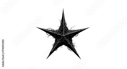 Gothic black thorny star isolated on a white background.