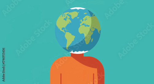 A person with the world on their shoulders against a simple background