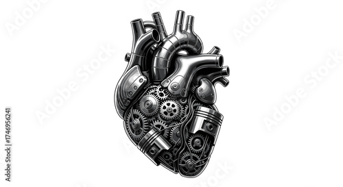 Mechanical Heart A Steampunk Inspired Anatomical Illustration.