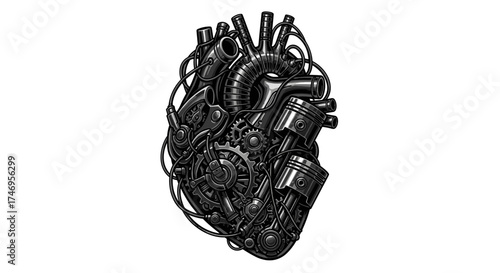 Mechanical Heart Illustration A Detailed Steampunk Anatomy.