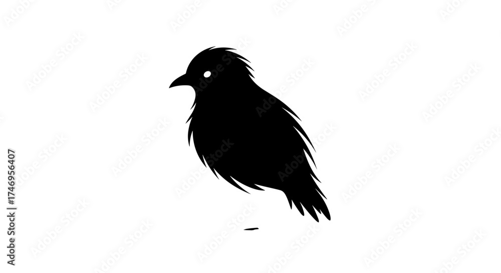 Obraz premium Mysterious Black Bird Silhouette with Glowing Eyes.