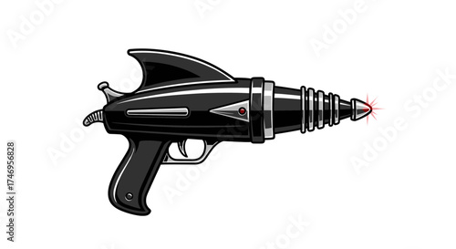 Retro Ray Gun Illustration on White Background.