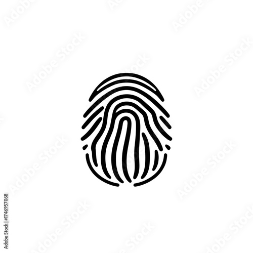 A black and white illustration of a fingerprint, showcasing the unique pattern of ridges and whorls.