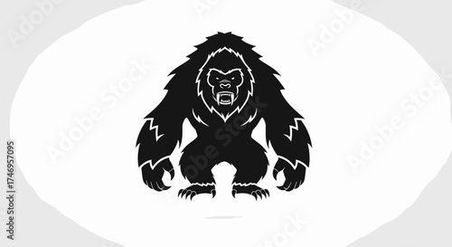 Silhouette of a Bigfoot creature in a stylized graphic representation.