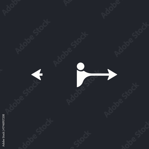Simple graphic illustration showing a person with directional arrows, representing a choice.