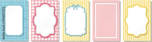 Pastel Color Frames with Striped and Checked Backgrounds for Scrapbooking