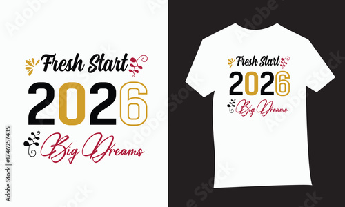 This is eye soothing, trendy & Typography minimalist T-Shirt design for Happy New Year 2026.

