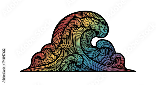 Stylized Rainbow Wave Illustration.