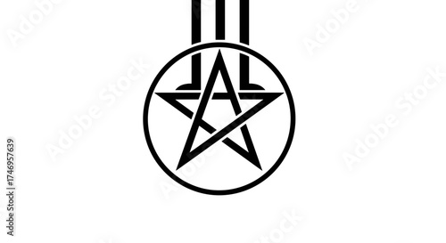 Symbolic Pentagram Emblem with Vertical Stripes.