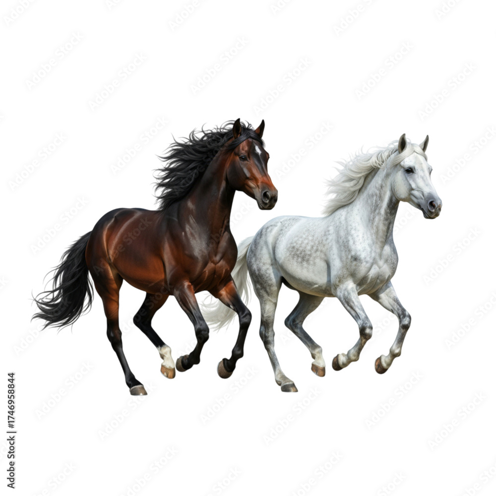 Fototapeta premium Black stallion running silhouette vector illustration isolated on white background
