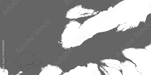 Black and white grunge ink splashes vector illustration of a detailed dirty Europe map border frame design