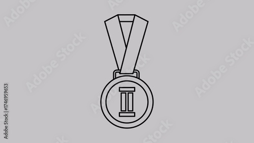 silver medal icon line animation video footage