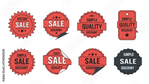 Vintage Sale Stickers – Retro Red and White Price Tags and Discount Labels