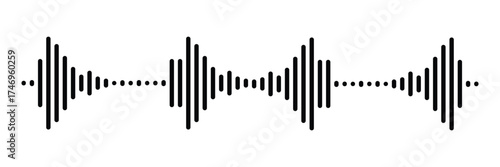 Sound Wave and Radio Signal Vector Set – Minimalist Audio Equalizer, Music Frequency Bars, and Soundwave Line Icons Collection