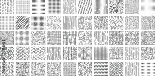 Set of Various Abstract Gray Grunge Seamless Textures on a White Background