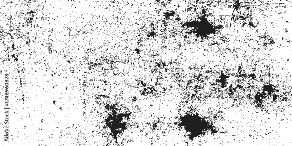 Fototapeta premium Old, textured black grunge pattern design with an ink splash effect forming a dirty vintage wall background