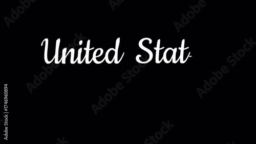 united states of america handwritten text calligraphy animation alpha channel video footage 