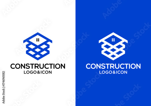simple vector abstract geometric house logo icon