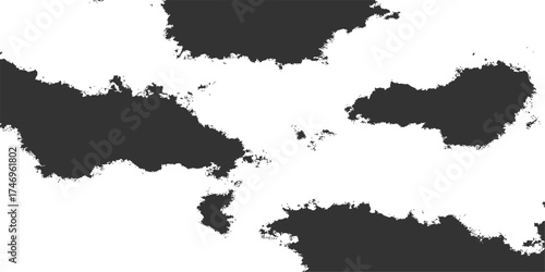 Black vector silhouette map outlines of Canada, the World, and the USA isolated on white, illustrating continents and country borders