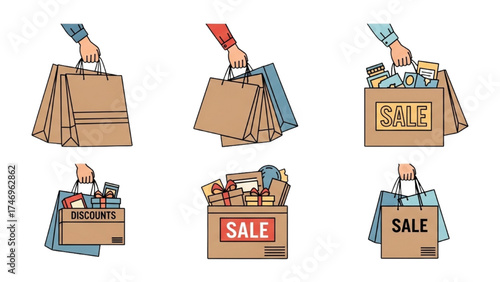 Vintage Sale Stickers – Retro Red and White Price Tags and Discount Labels