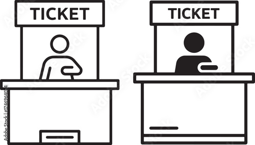 Ticket Booth Icon Vector Counter Service Booking Station Design