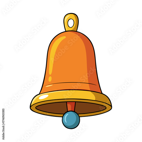 A cartoon school bell against a black background