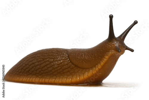 Brown slug gastropod mollusc moving transparent background