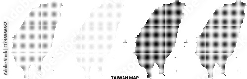 Taiwan vector polygon shape dotted map illustration. Polygon shape Taiwan dot map