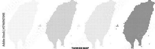Taiwan Vector Square Shape Dotted Map Illustration. Square Shape Taiwan Dot Map