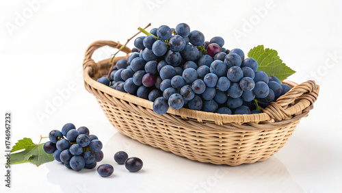 Wallpaper Mural Blue Grapes in basket isolated in white background Torontodigital.ca