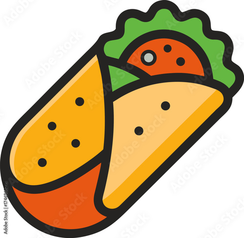 Minimal Hand Drawn Burrito Icon Vector Illustration