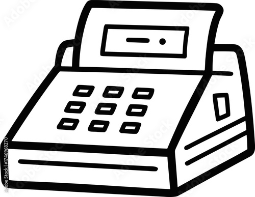 Simple Hand Drawn Cash Register Doodle Vector
