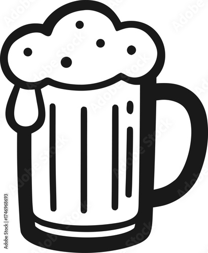 Simple Hand Drawn Beer Mug Doodle Illustration