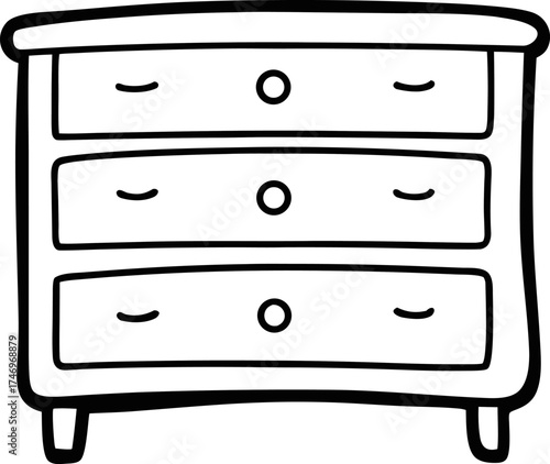 Clean Style Hand Drawn Dresser Doodle Outline