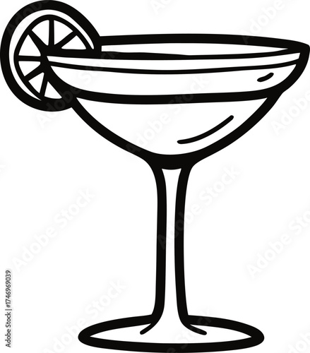 Simple Hand Drawn Margarita Glass Cocktail Vector