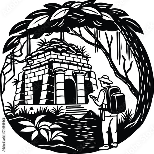 Archaeologist Exploring Ancient Temple