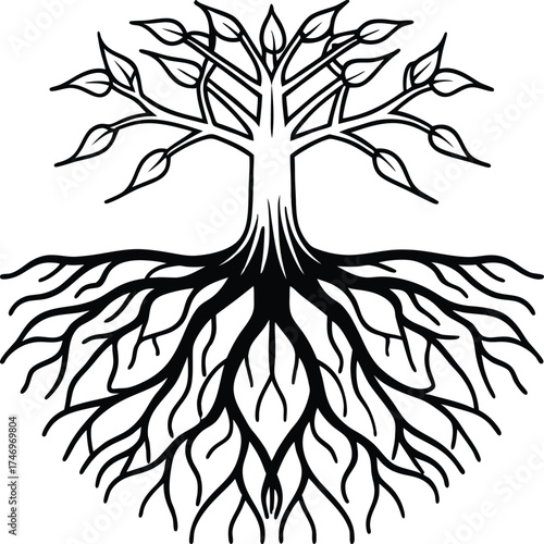 Family tree silhouette of people forming a tree isolated on white background isolated on transparent background