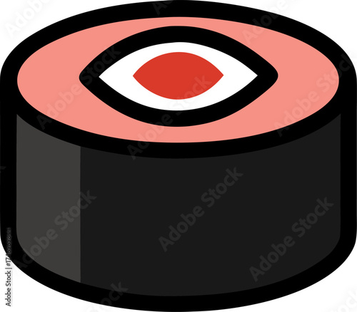 Minimal Food Icon Stylish Sushi Roll Vector