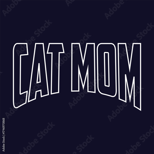 Cute white cat graphic on a black t shirt with cat mom text