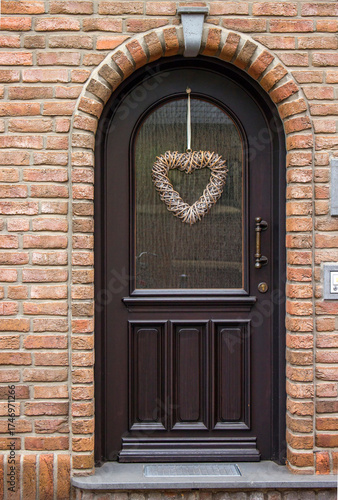Old wooden house door in German small town, Issum, North-Rhine Westphalia