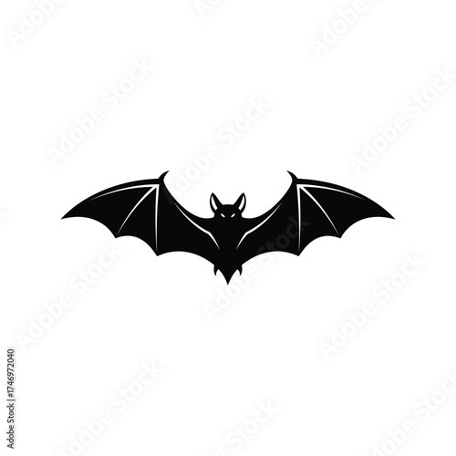 Spooky bat silhouette vector graphic flying night creature halloween symbol vector