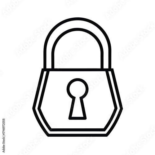 Simple outline silhouette of a classic padlock with a keyhole