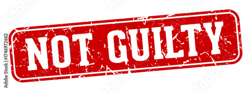 not guilty rectangular sign. not guilty stamp