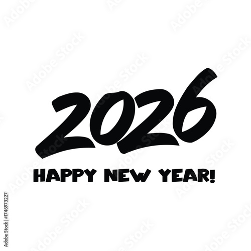 Happy new year 2026 celebration date text typography greeting vector