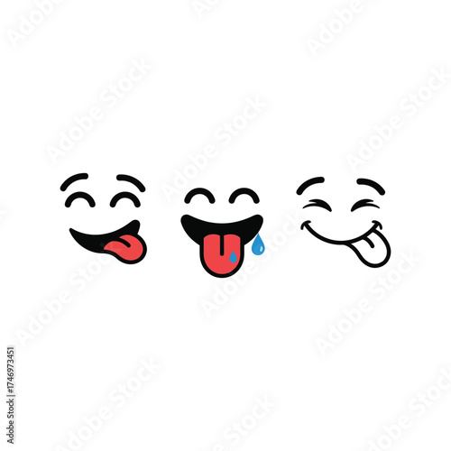 Funny faces smiley icons expressing joy excitement delight playfulness humor vector