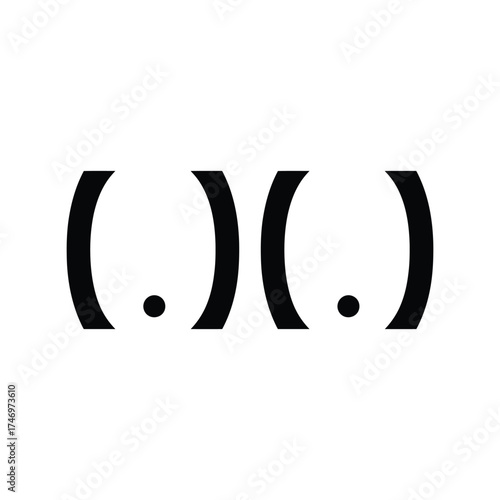 Abstract symbol parentheses dots simple geometric design clean minimalist icon graphic element vector